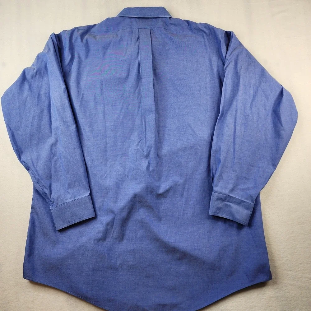Brooks Brothers Dress Shirt Mens‎ 18-35 XXL Blue Button Up Cotton Non Iron L/S